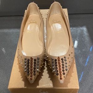 Nude Christian Louboutin Spike pointed flats